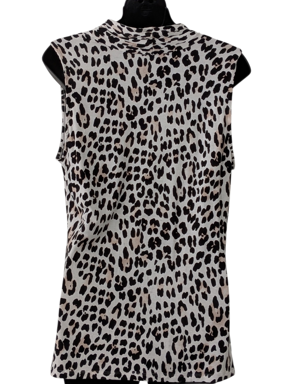 White House Black Market Black and White Leopard Print Sleeveless Surplice Top - Picture 2 of 7